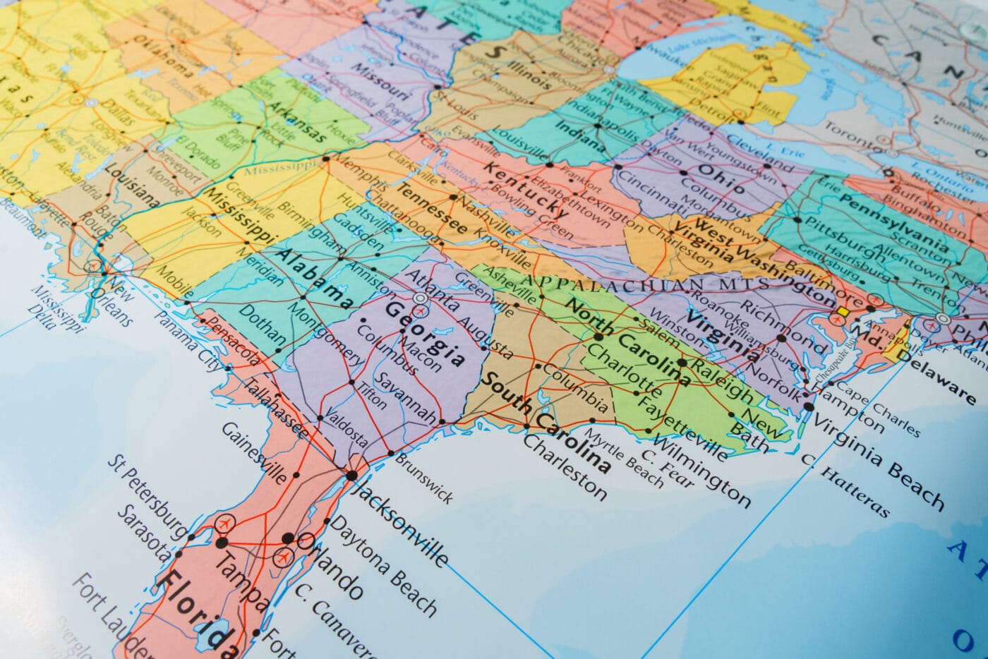 Map showing the United States